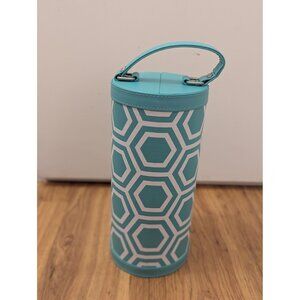 Origami Owl Blue Geometric Jewelry Organizer With Handle & Compartments